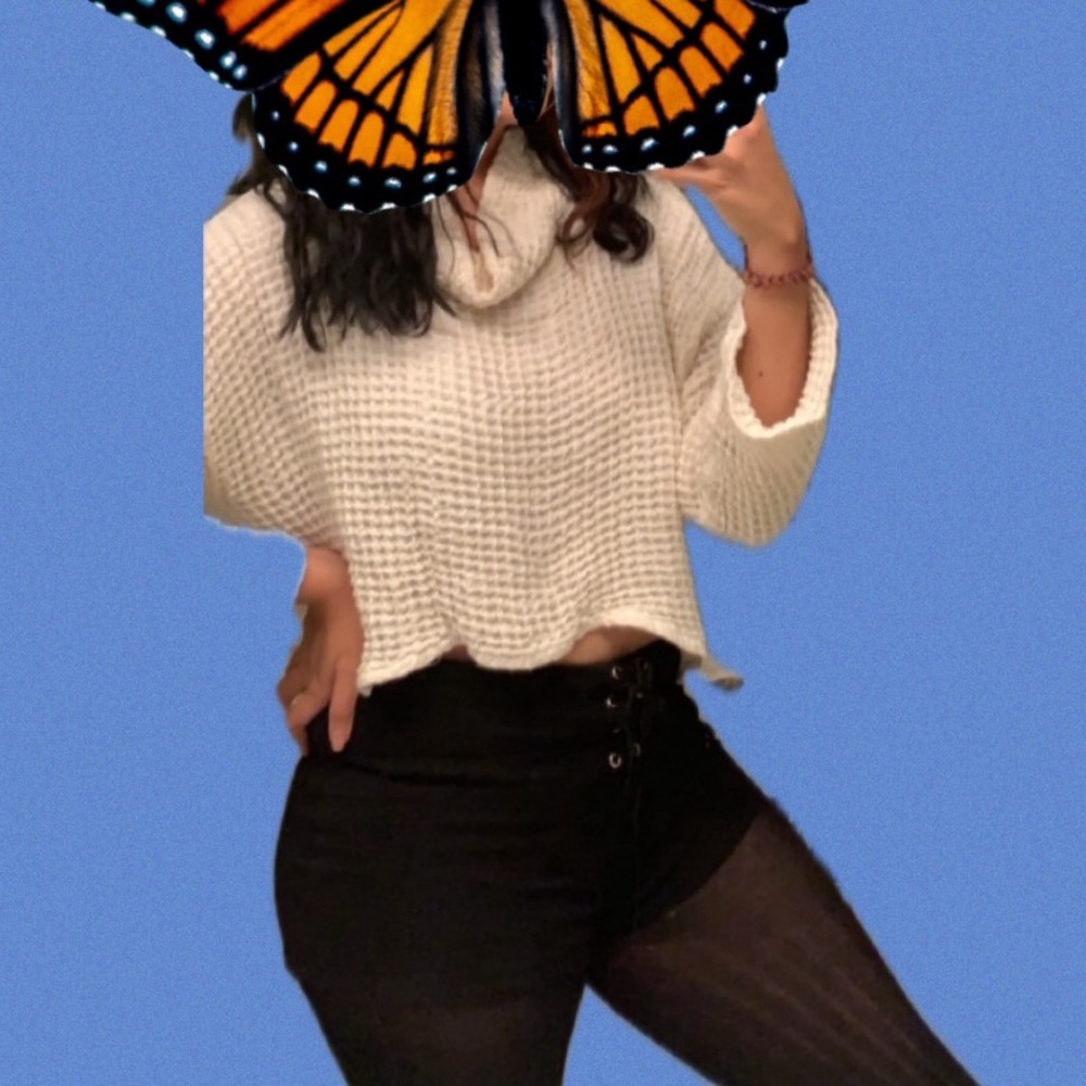 waffle high low crop top